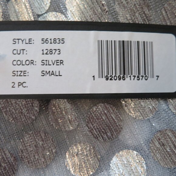 New Onyx Nite Silver Metallic Polka Dot Tank Top & Sheer Cardigan Set Womens S - Picture 8 of 11